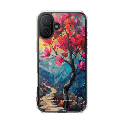 Vibrant Geometric Tree Landscape iPhone 16 - Clear Impact Phone Case