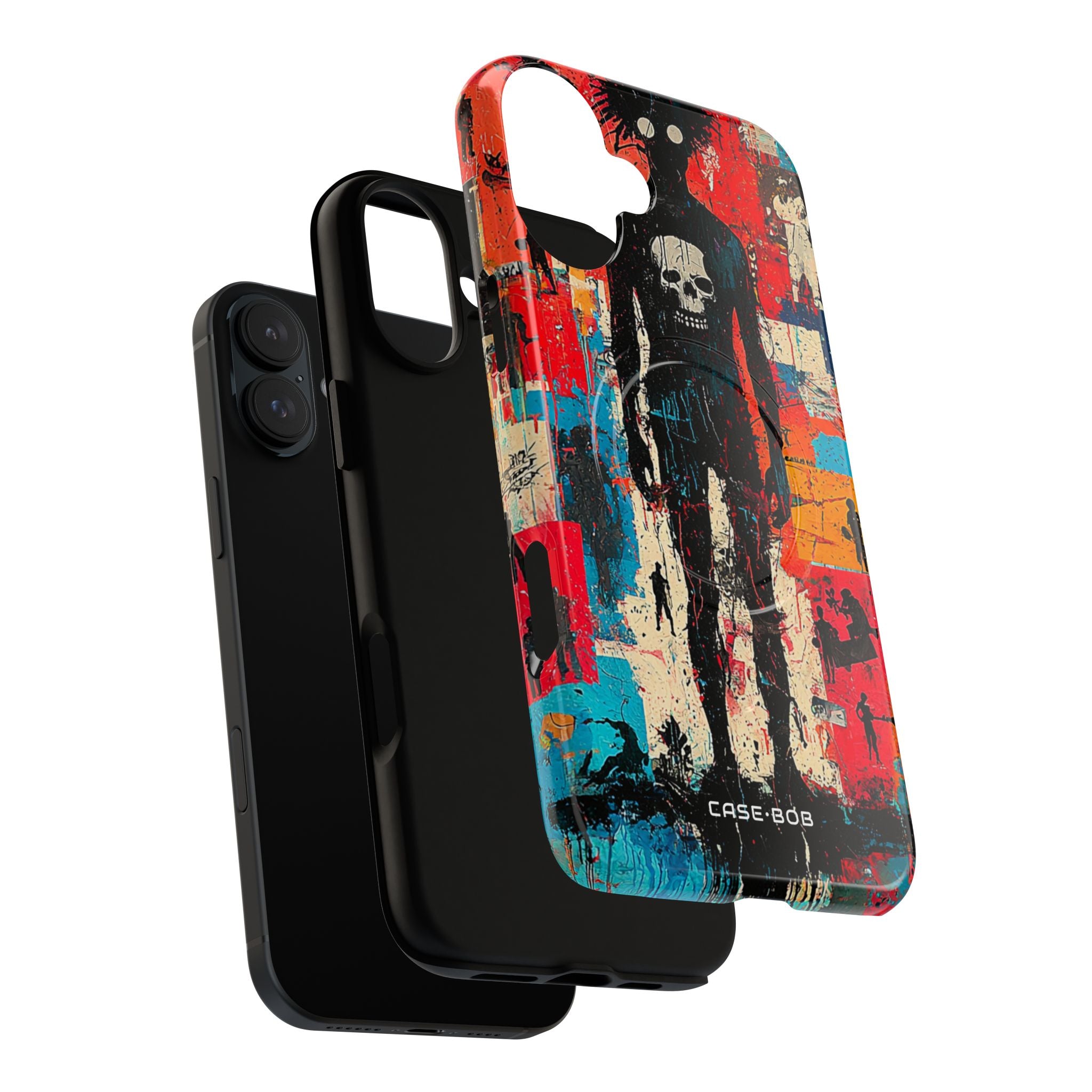 Spiky Skull Silhouette iPhone 16 Plus Case - Tough+