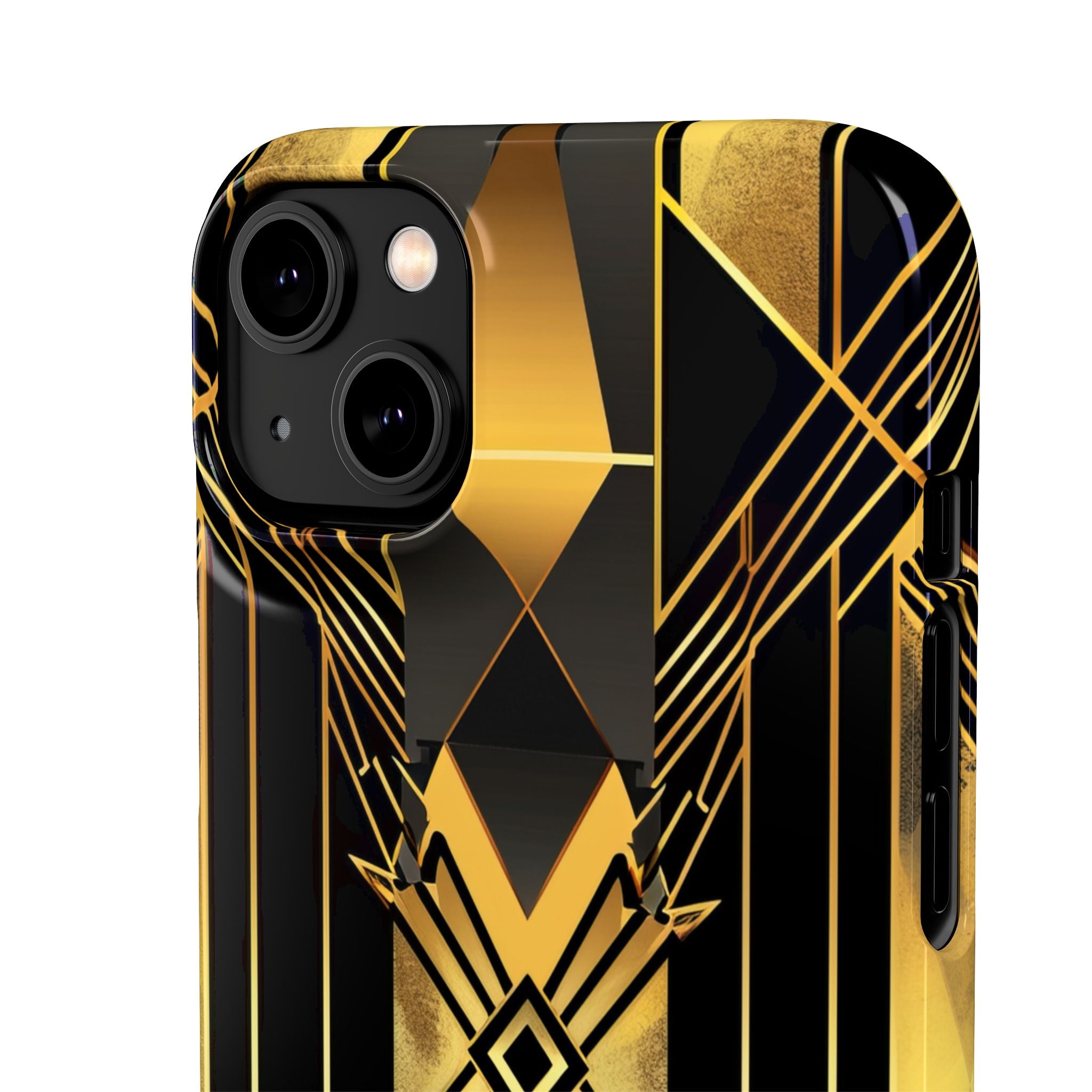 Golden Geometric Elegance iPhone 14 - Slim Phone Case