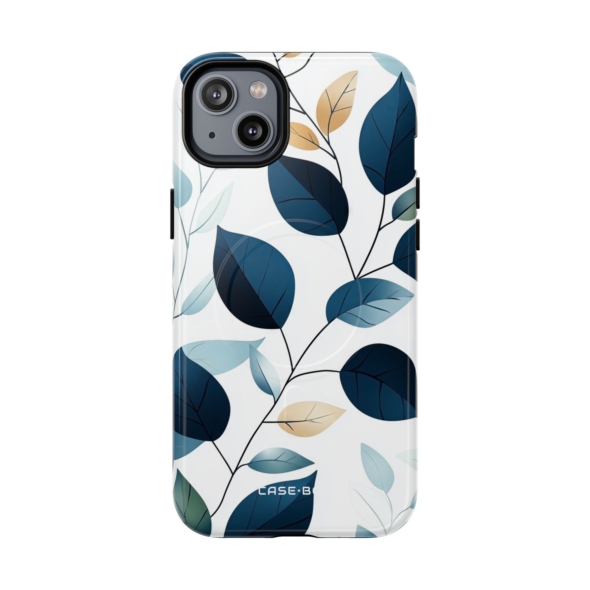 Navy Leaf Veins iPhone 14 Plus Case - Tough+