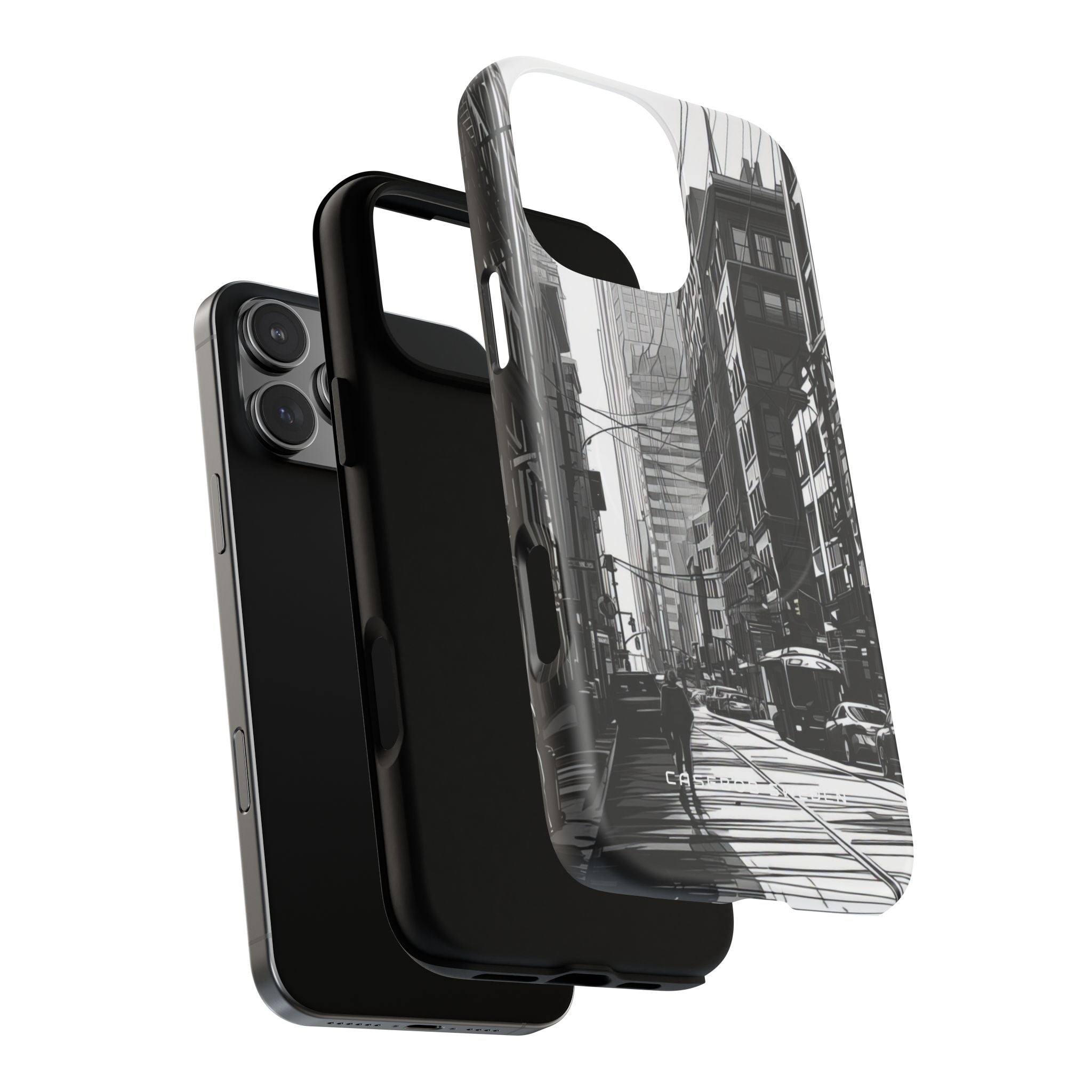 Urban Cityscape Line Perspective iPhone 16 | Tough+ Phone Case