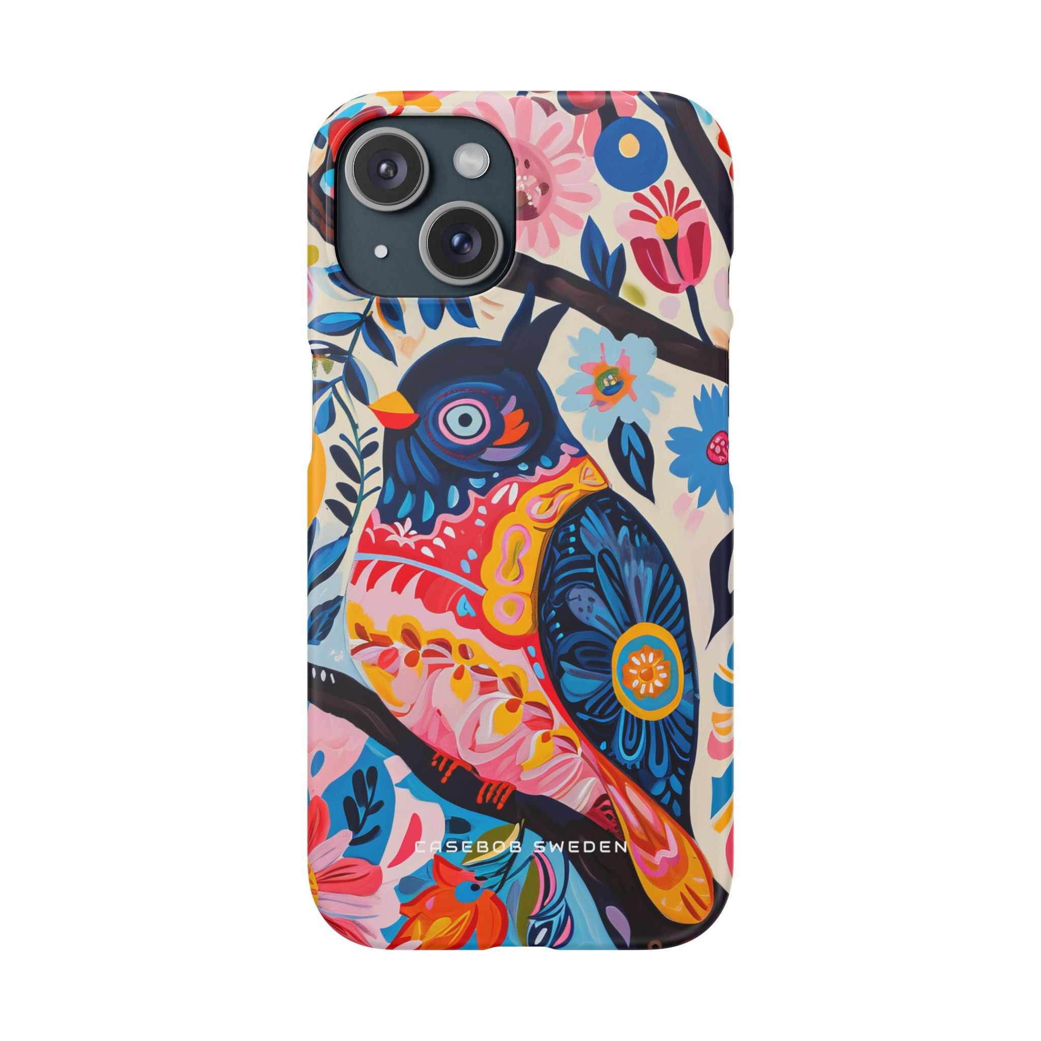 Whimsical Vintage Owl with Floral Charm iPhone 15 - Slim Phone Case