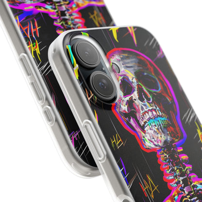 Neon Skeleton Laugh iPhone 16 Case - Soft