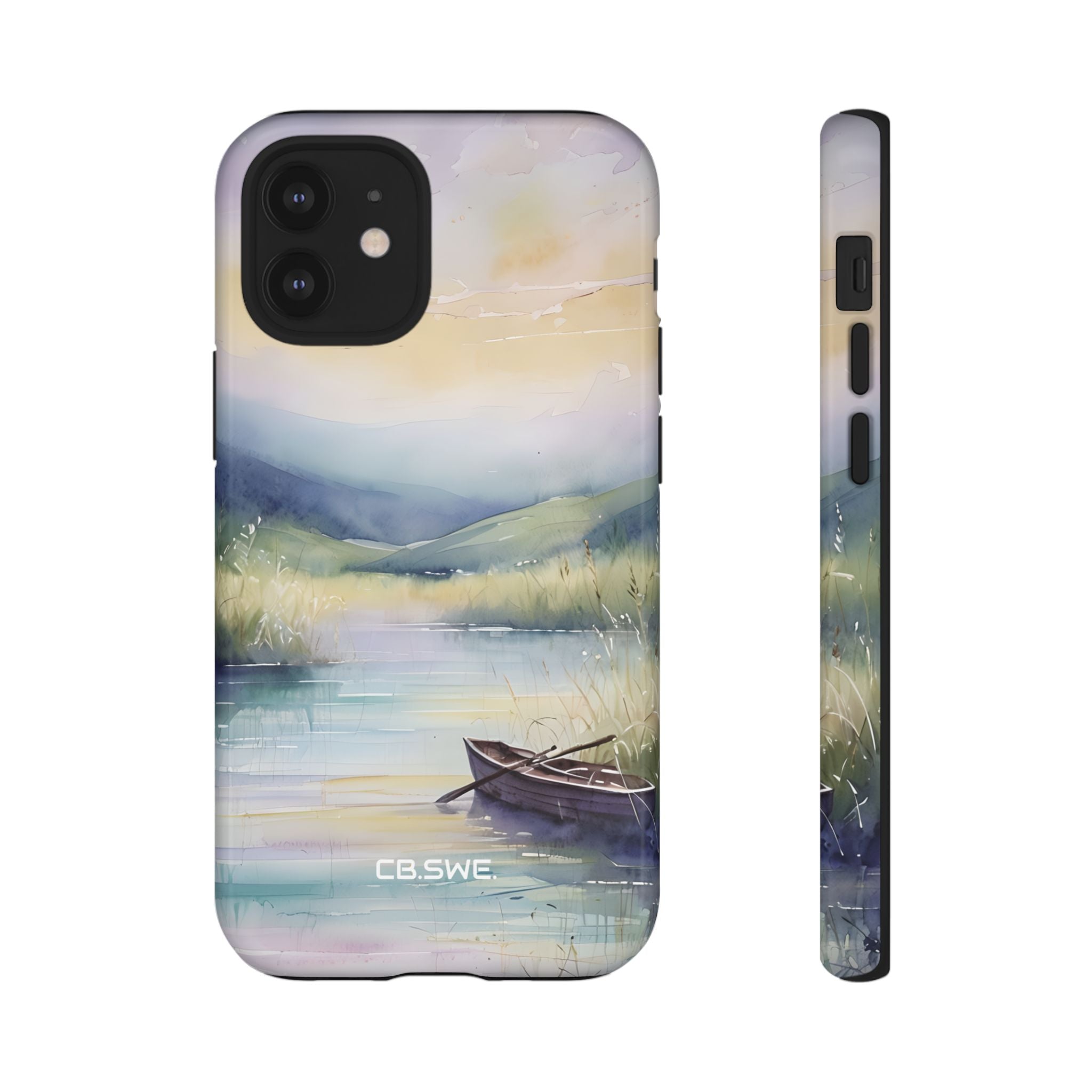 Serene Watercolor Lake Landscape Phone Cover iPhone 12 - Tough
