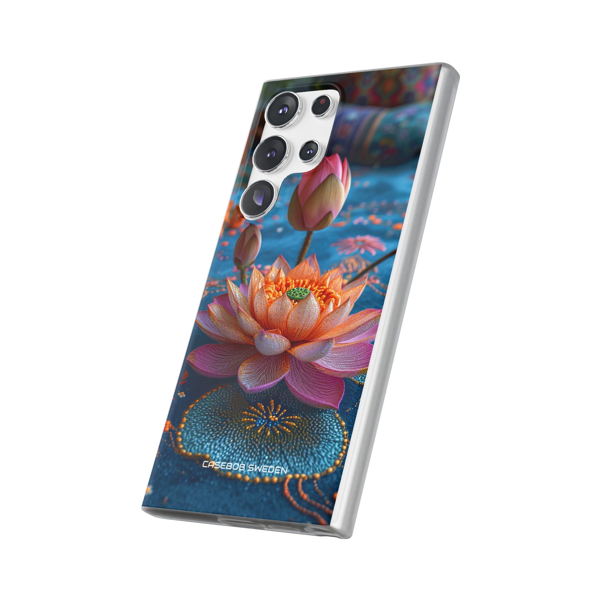 Vibrant Lotus Embroidery - Flexi Samsung S23 Phone Case