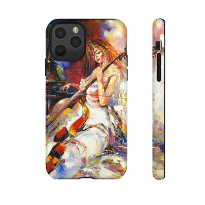 Oil panting - Girl playing Violoncello - Protective Phone Case