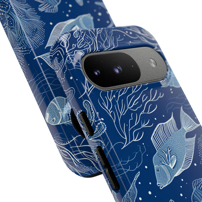 Navy Scale Reef Google Pixel 9 Case - Tough