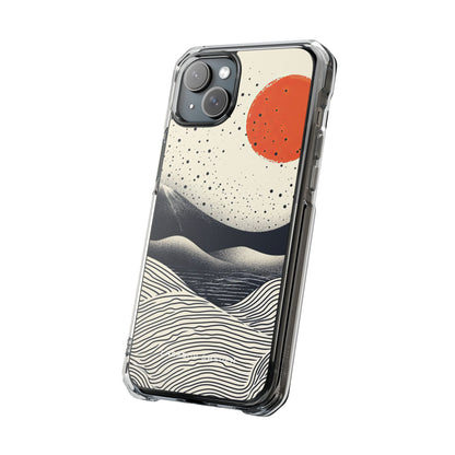 Red Sun Over Flowing Horizons iPhone 15 - Clear Impact Phone Case