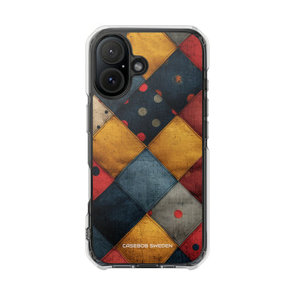 Blue Red Patchwork - Clear Impact iPhone 16 Phone Case