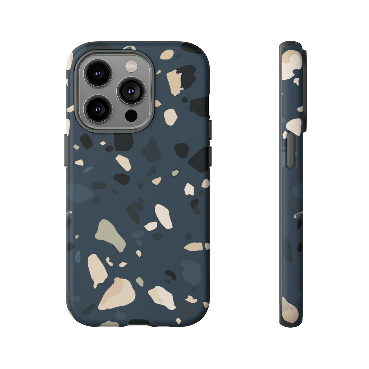 Dark Blue Terrazzo - Protective Phone Case