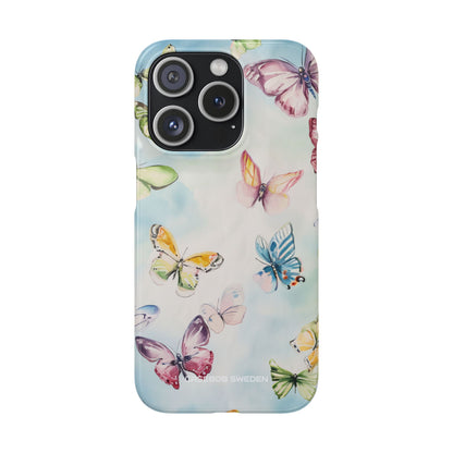 Watercolor Butterfly Bliss - Slim iPhone 15 Phone Case