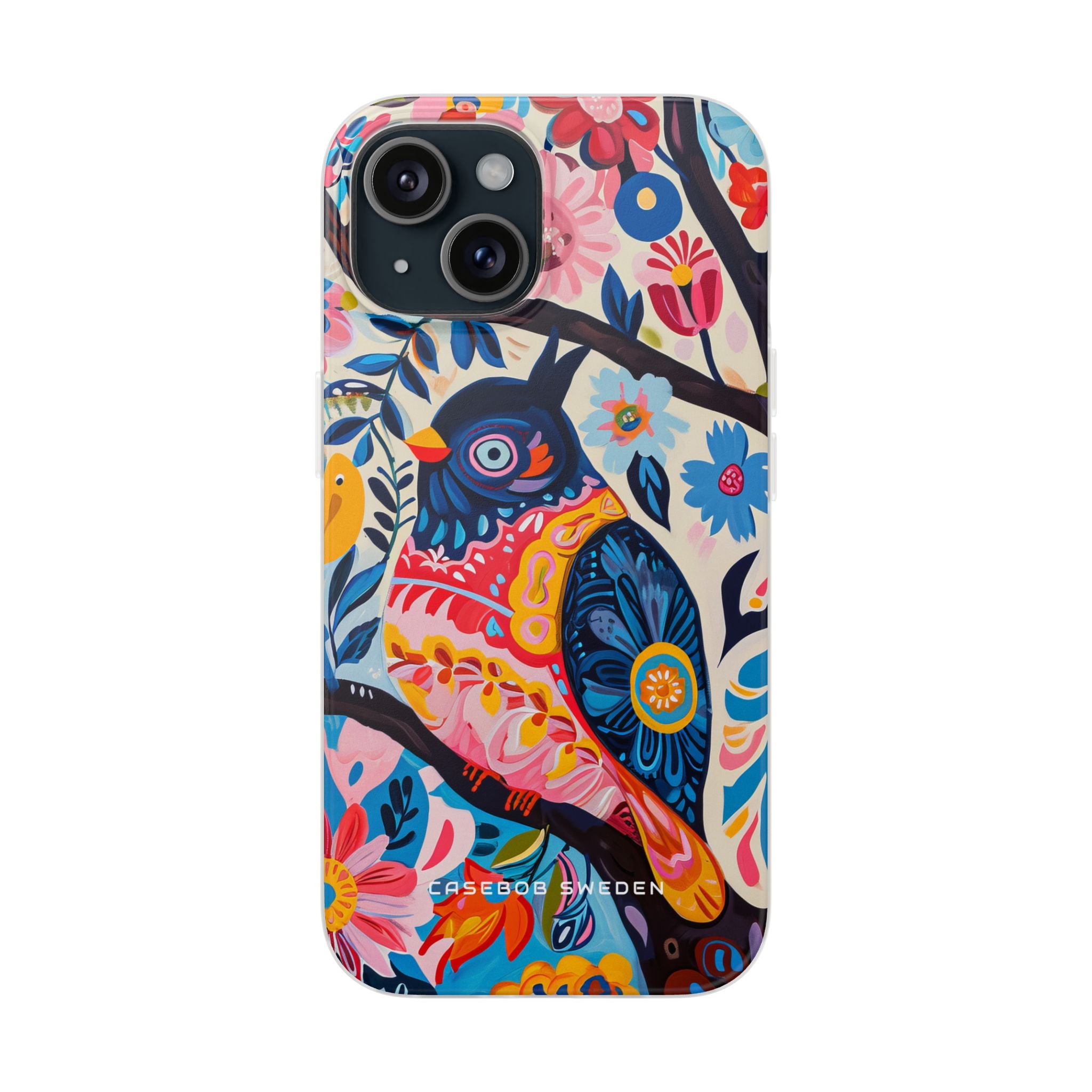 Whimsical Vintage Owl with Floral Charm iPhone 15 - Flexi Phone Case