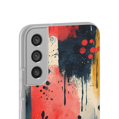 Red Blue Abstract Florals - Flexi Samsung S22 Phone Case