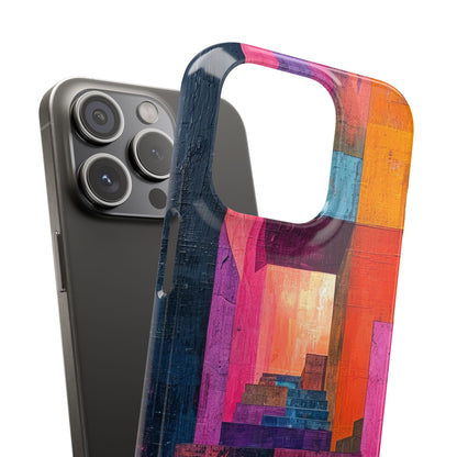 Pink Orange Geometry - Slim iPhone 15 Phone Case