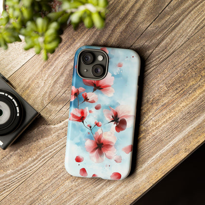 Pink Blossom Drift iPhone 15 Case - Tough