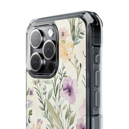 Soft Green Lavender Floral Pattern - Clear Impact iPhone 15 Phone Case