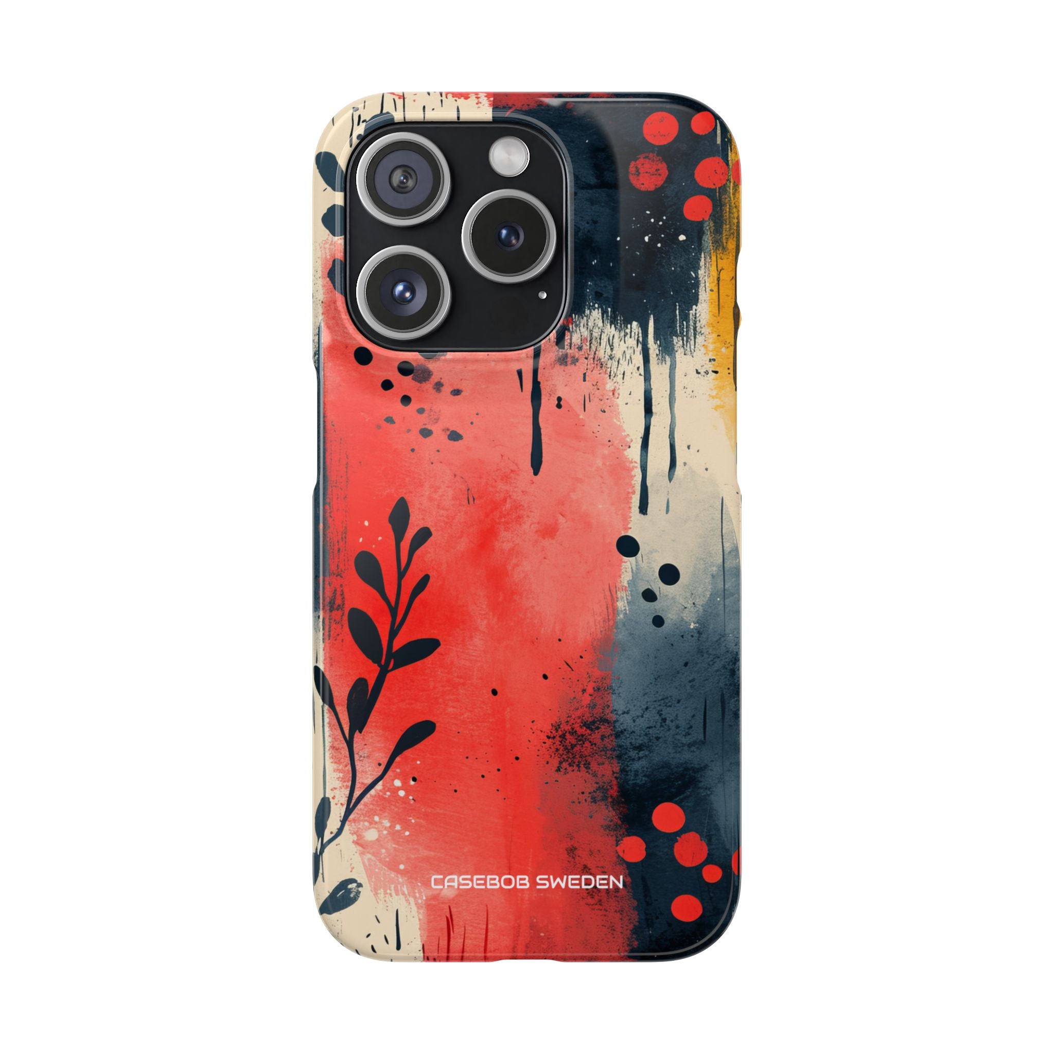 Red Blue Abstract Florals - Slim iPhone 15 Phone Case