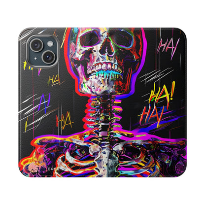 Neon Skeleton Laughter - iPhone 15 Case - Wallet