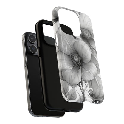 Graustufen-Blumenharmonie iPhone 15 – Robust+