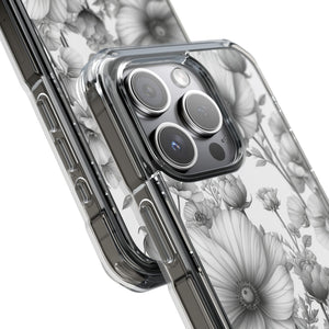 Monochrome Flora - Phone Case for iPhone (Clear Impact - Magnetic)