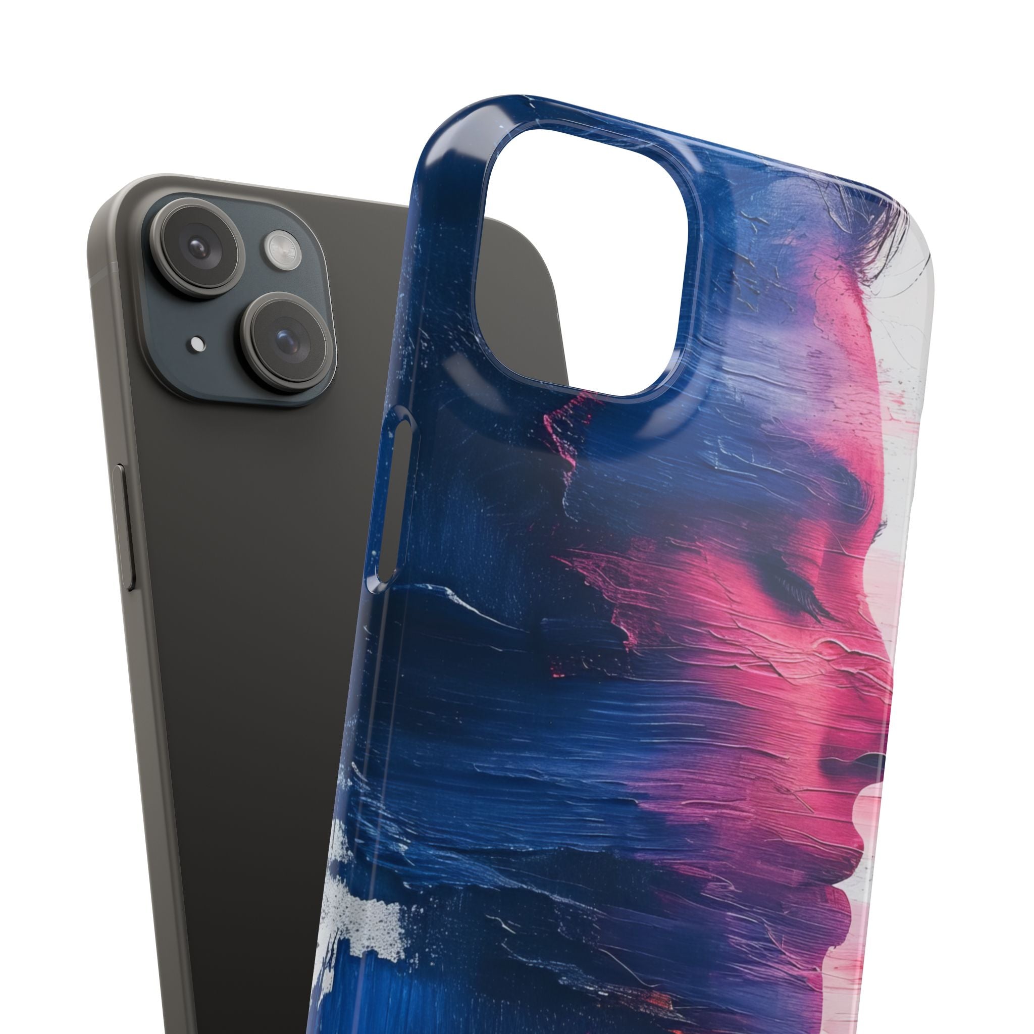 Blue Magenta Portrait - Slim iPhone 15 Phone Case