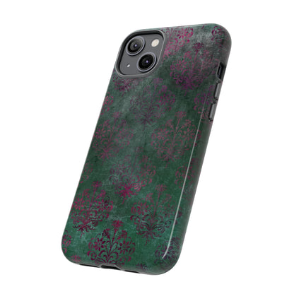 Green Damask Gothic Flower - Protective Phone Case