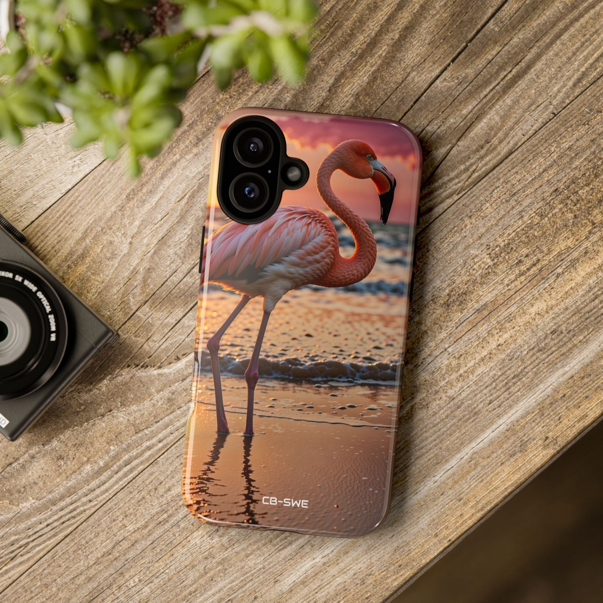 Sunset Flamingo Stand - iPhone Case