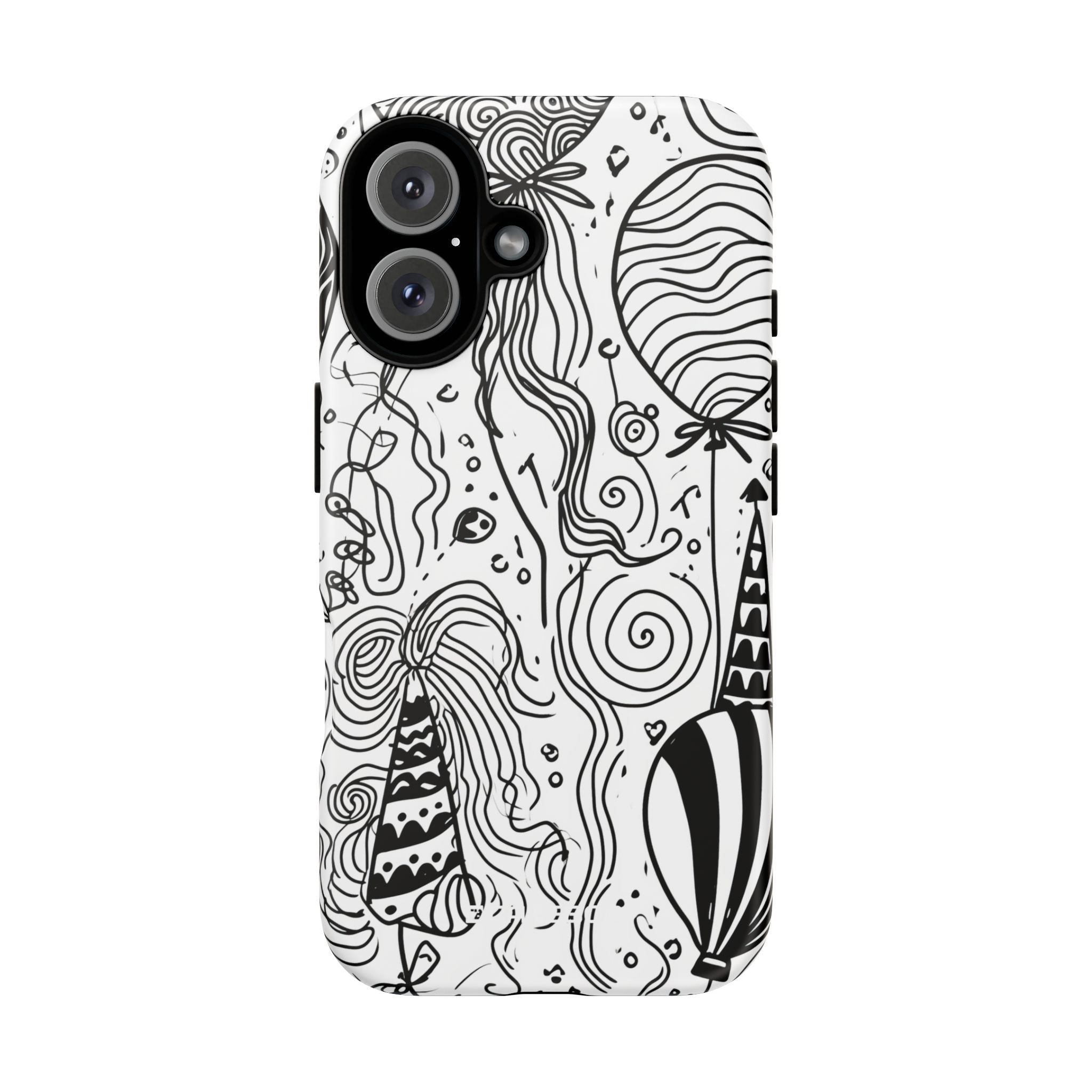 Whimsical Celebration in Black and White - for iPhone 16