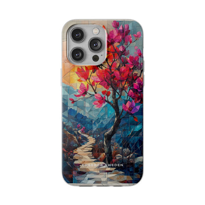 Vibrant Geometric Tree Landscape iPhone 14 - Flexi Phone Case