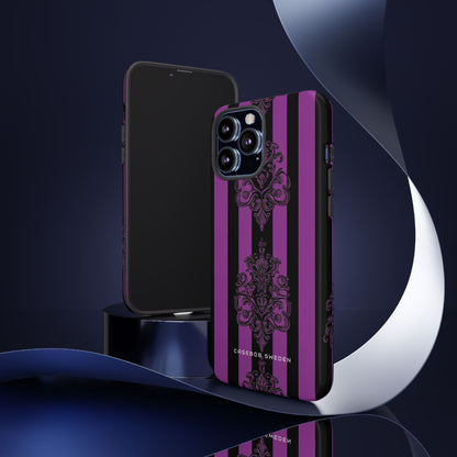 Gothic Elegance with Vertical Stripes and Ornamental Motifs iPhone 13 - Tough Phone Case