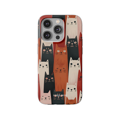Elongated Cats Black iPhone 14 Pro Case - Soft