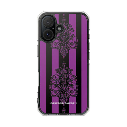 Gothic Elegance with Vertical Stripes and Ornamental Motifs iPhone 16 - Clear Impact Phone Case