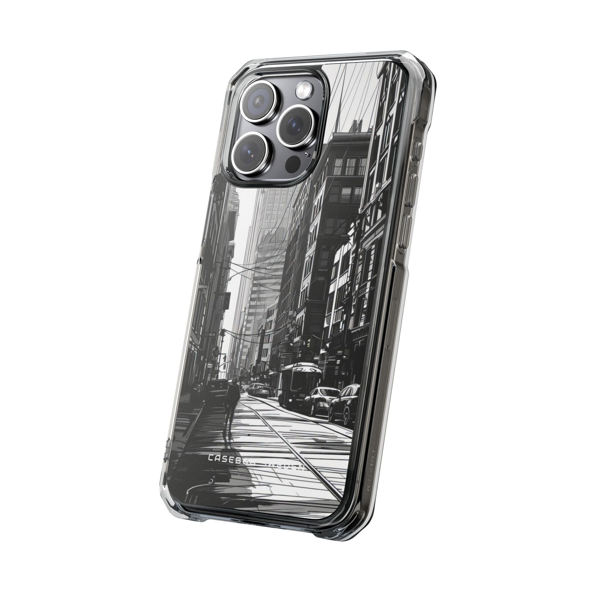 Urban Cityscape Line Perspective iPhone 15 - Clear Impact Phone Case