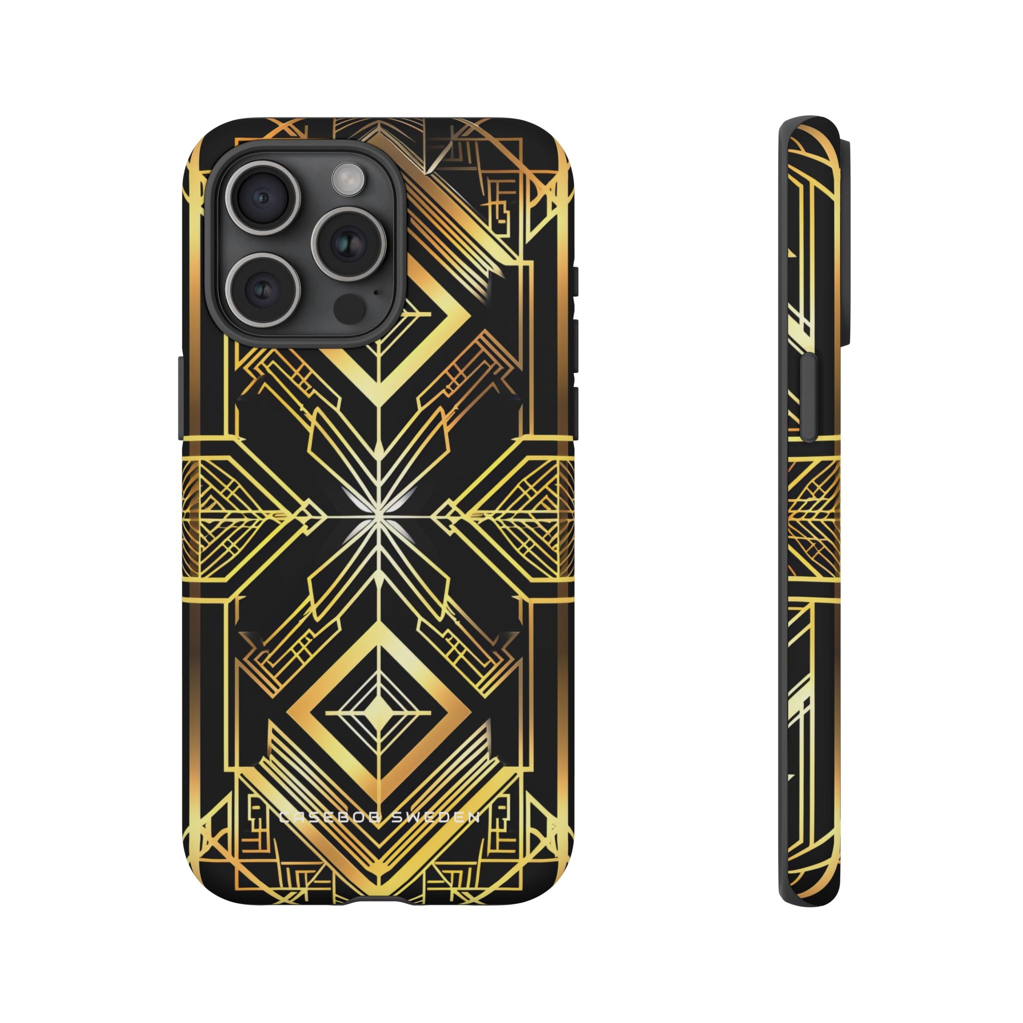 Golden Geometric Opulence iPhone 15 - Tough Phone Case