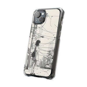 Urban Solitude Sketch - Phone Case for iPhone (Clear Impact - Magnetic)