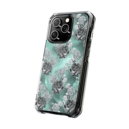 Teal Floral Elegance iPhone Case - Impact