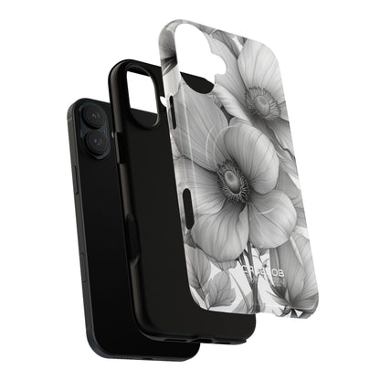Grayscale Floral Harmony iPhone 16 - Tough+