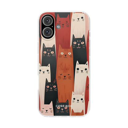Elongated Cats Black iPhone 16 Plus Case - Soft