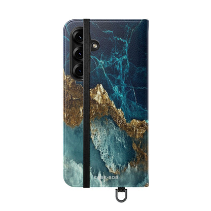 Golden Fracture Teal - Samsung S25+ Case - Wallet
