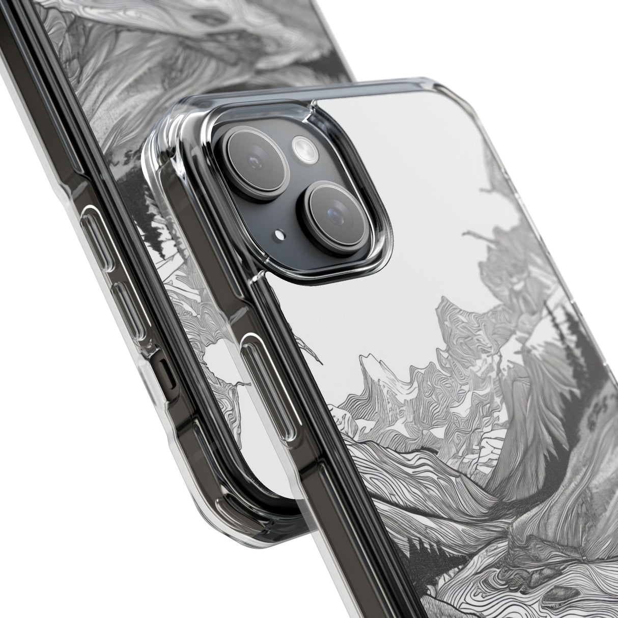 Monochrome Serenity - Phone Case for iPhone (Clear Impact - Magnetic)