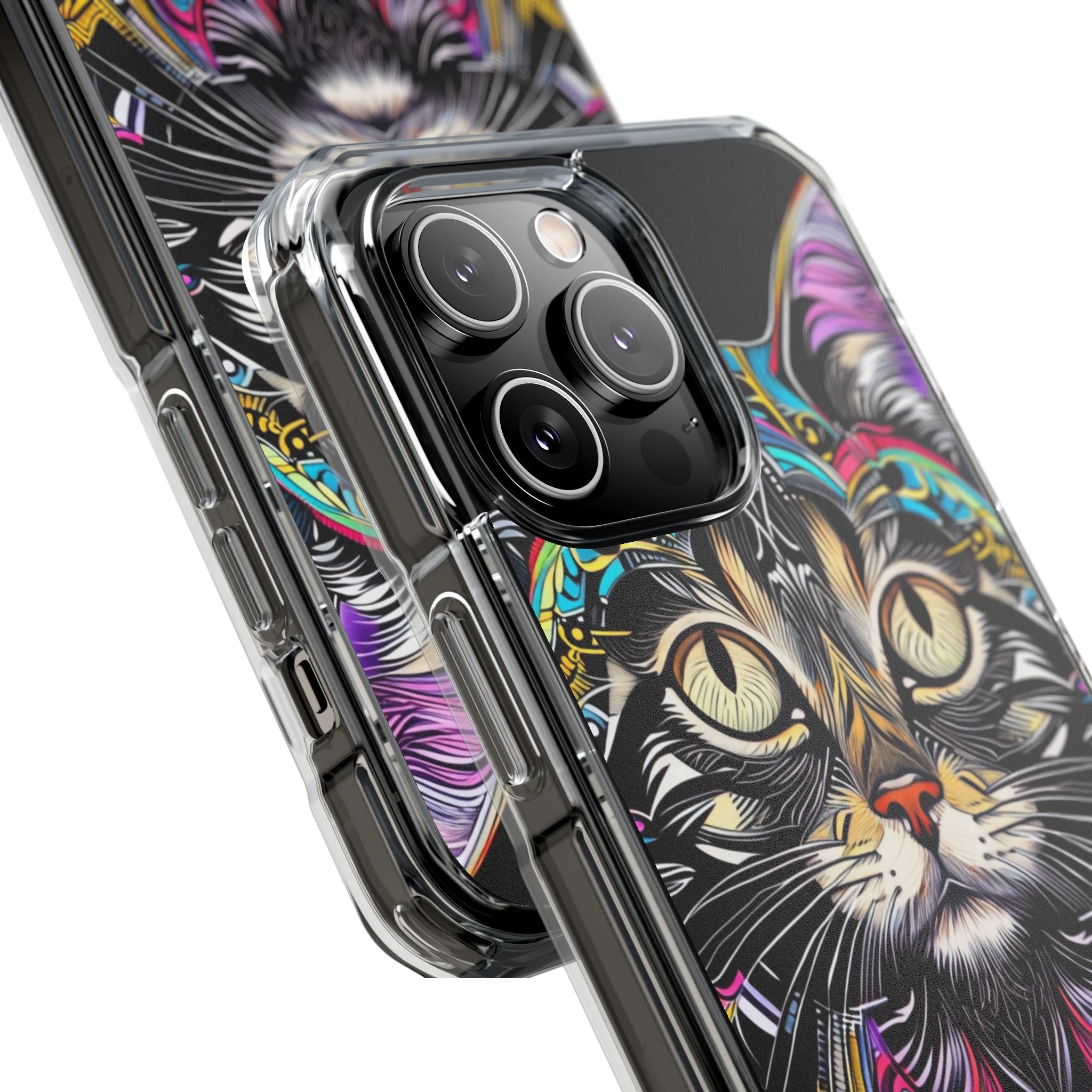 Psychedelic Cat Mirage iPhone Case - Impact