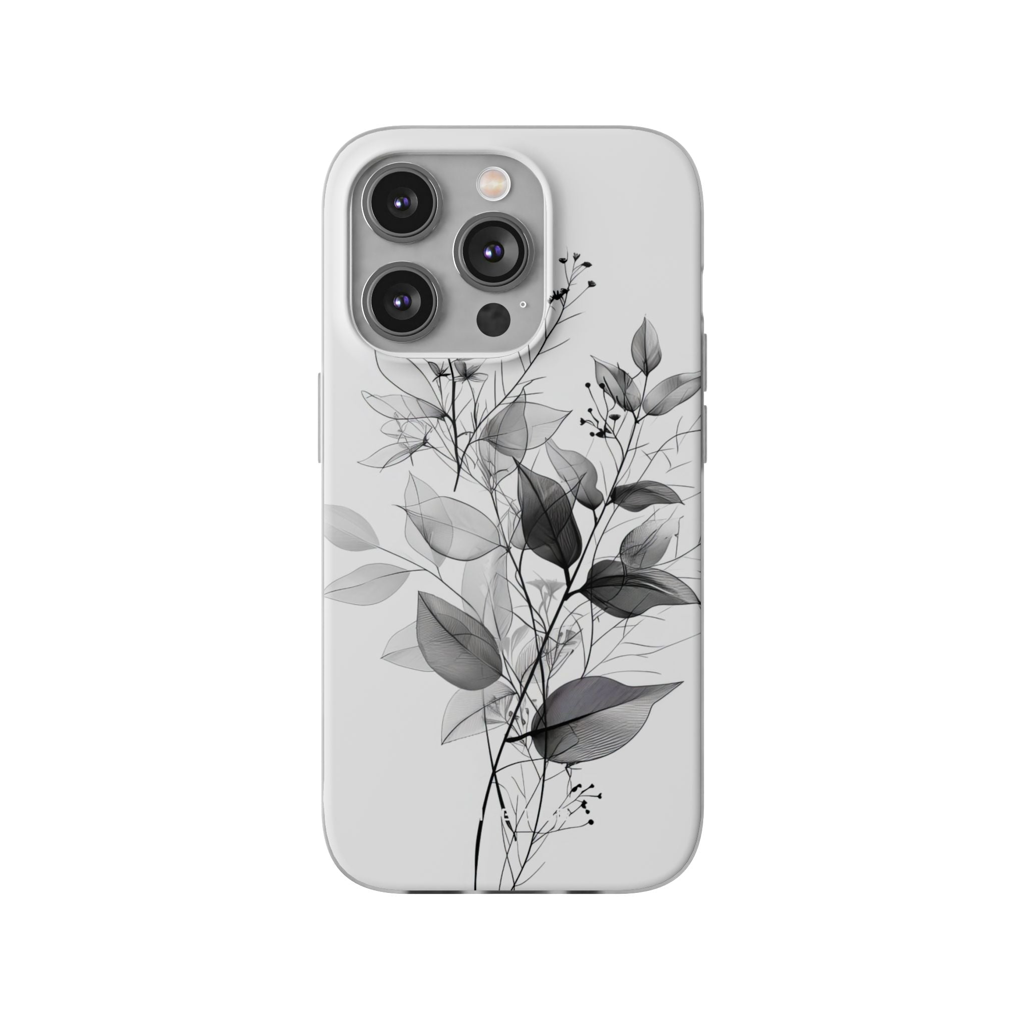 Veined Leaves Gray iPhone 14 Pro Case - Soft