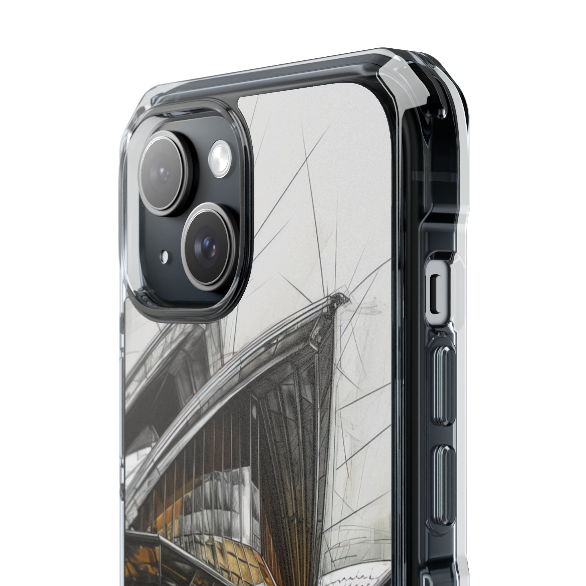 Architectural Curves in Line Formation iPhone 15 - Clear Impact Phone Case