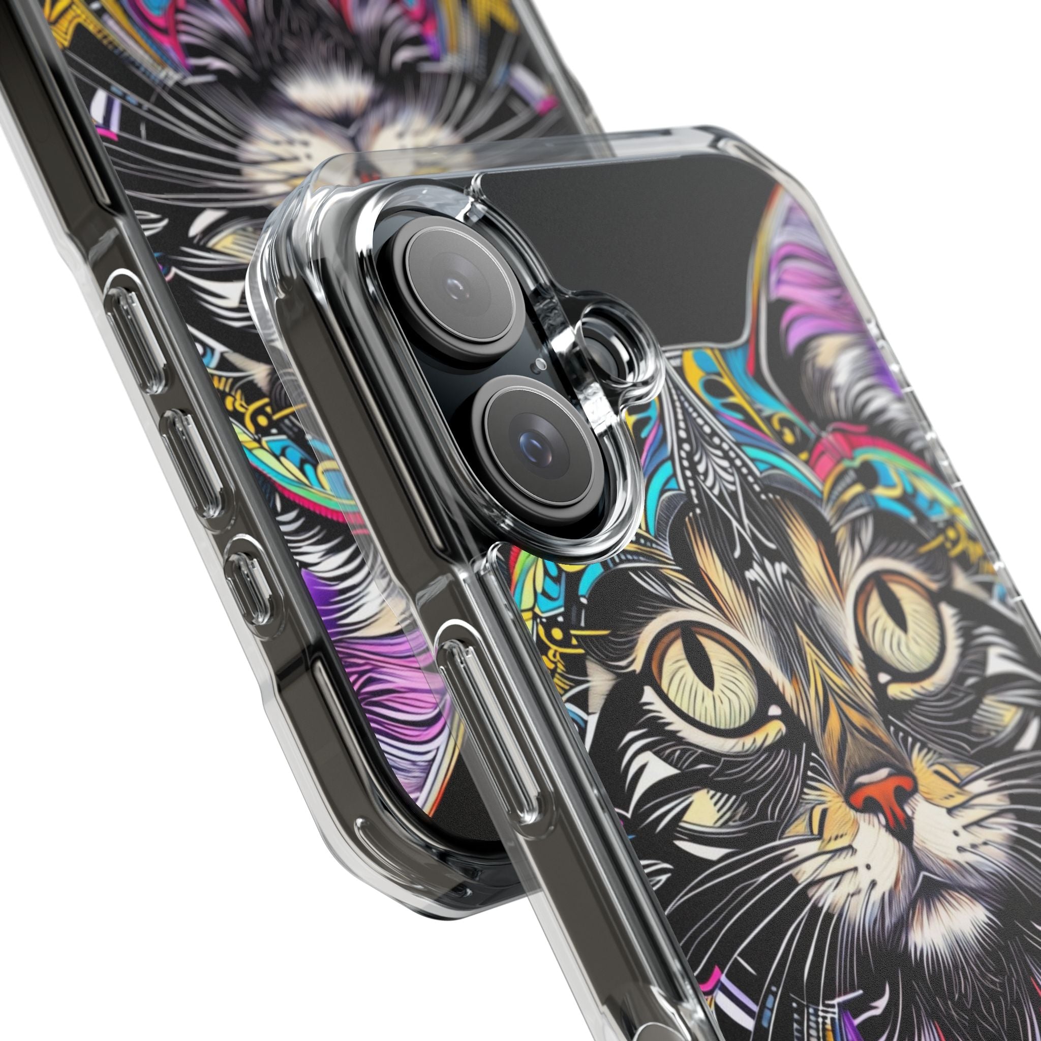 Psychedelic Cat Mirage iPhone Case - Impact