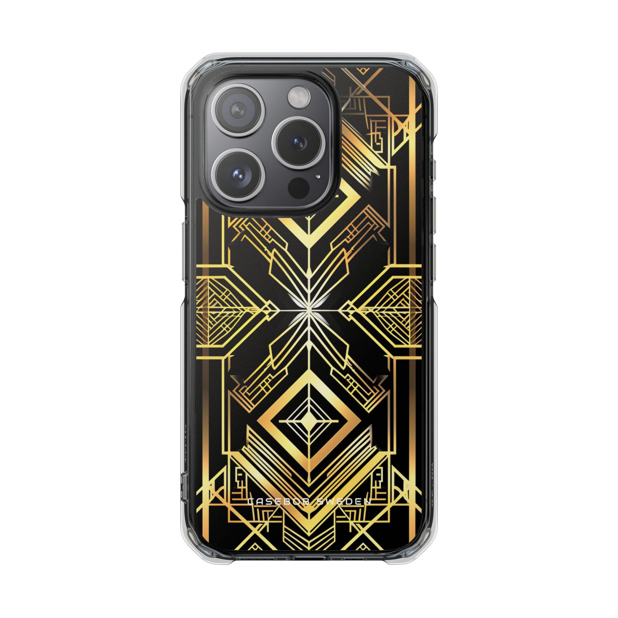 Golden Geometric Opulence iPhone 15 - Clear Impact Phone Case