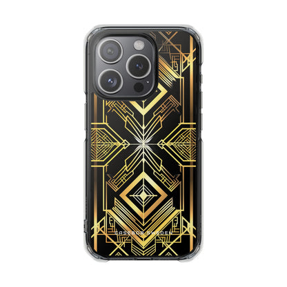 Golden Geometric Opulence iPhone 15 - Transparente, stoßfeste Handyhülle