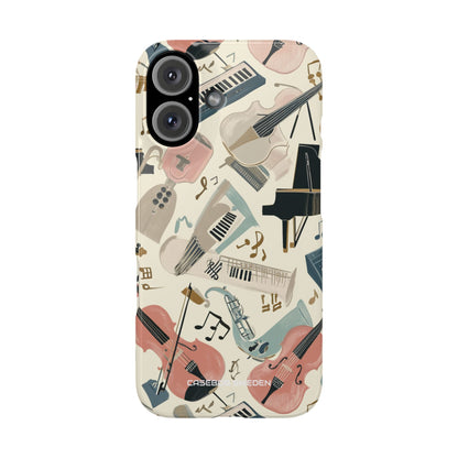 Beige Musical Instruments Pattern - Slim iPhone 16 Phone Case