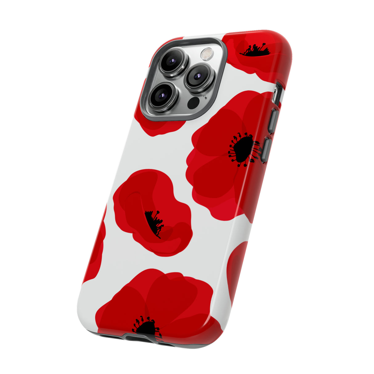 Red poppies on white iPhone case (Protective) - Protective Phone Case