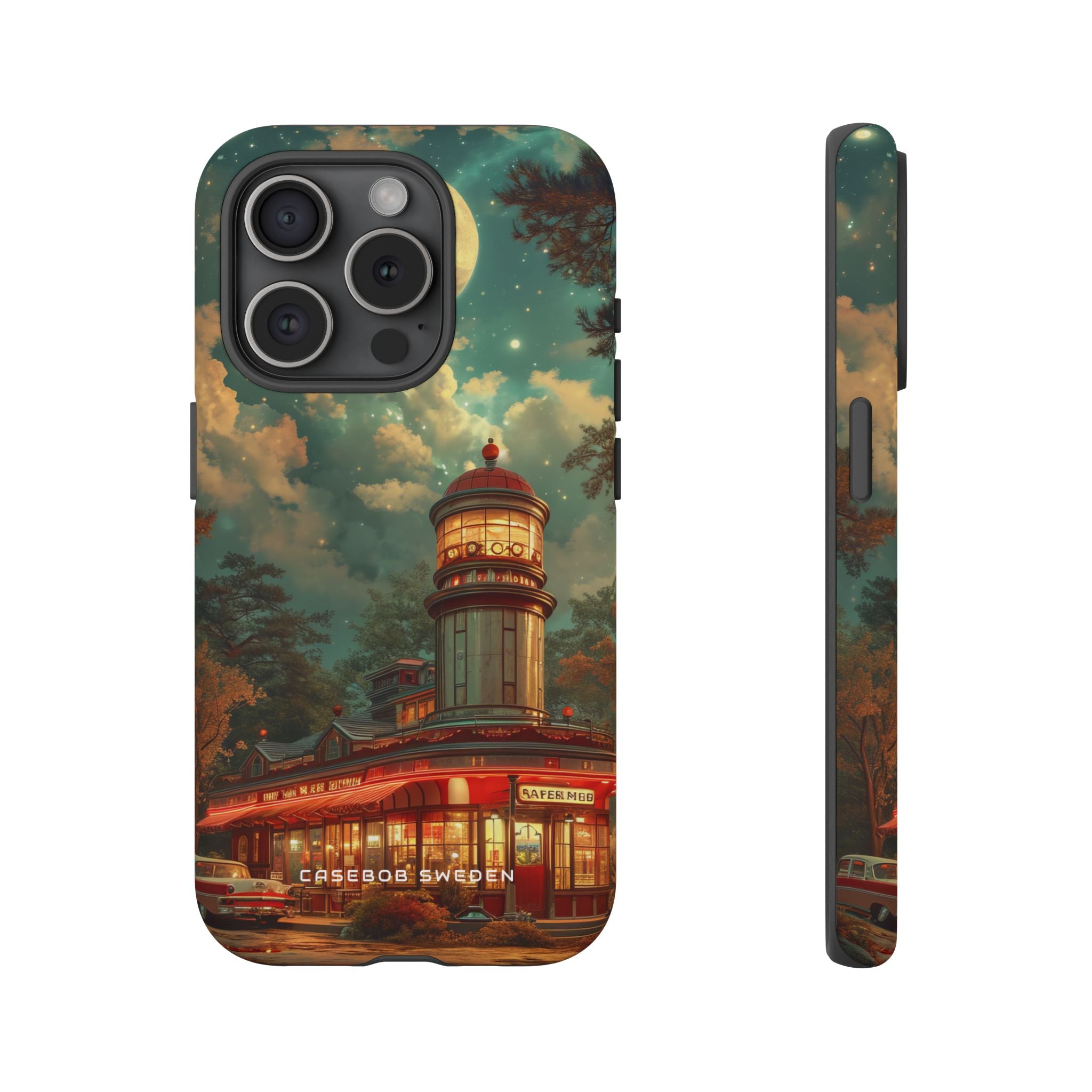 Vintage Moonlit Diner Fantasy iPhone 15 - Tough Phone Case