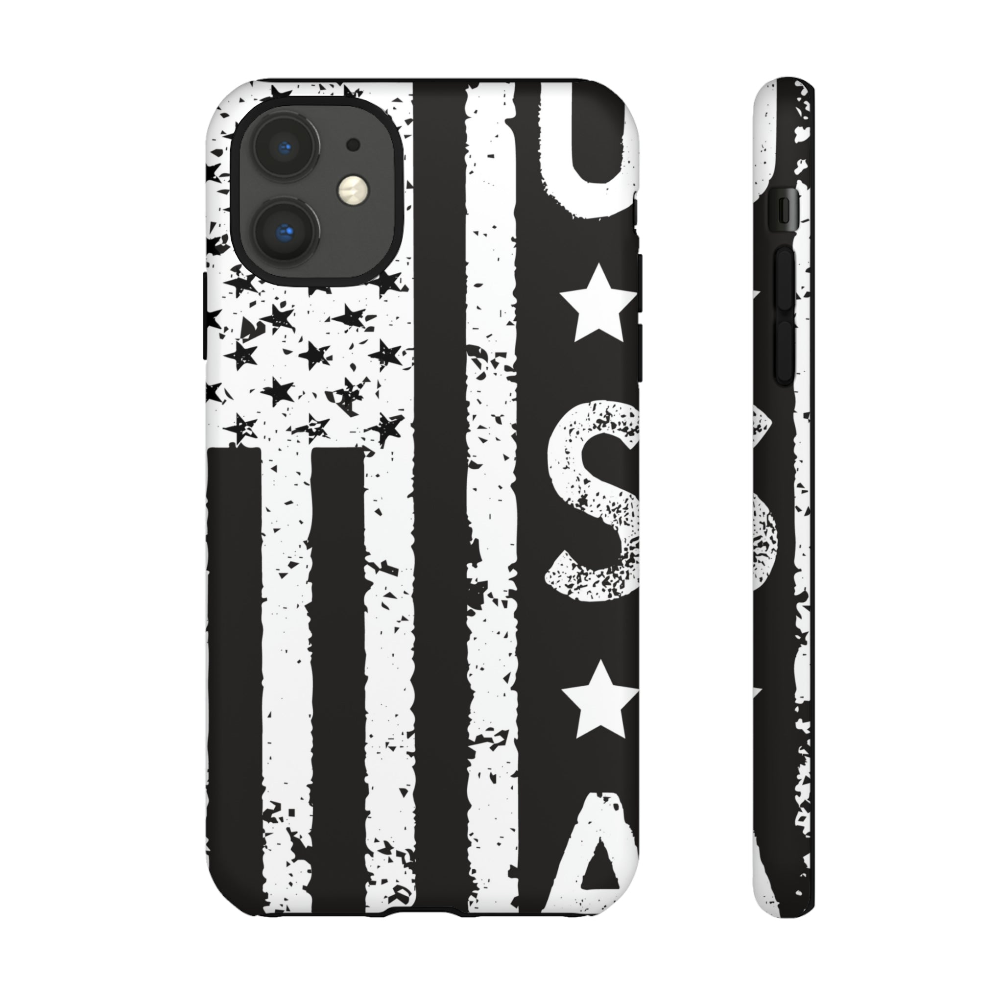 Black n White U.S Flag - Protective Phone Case